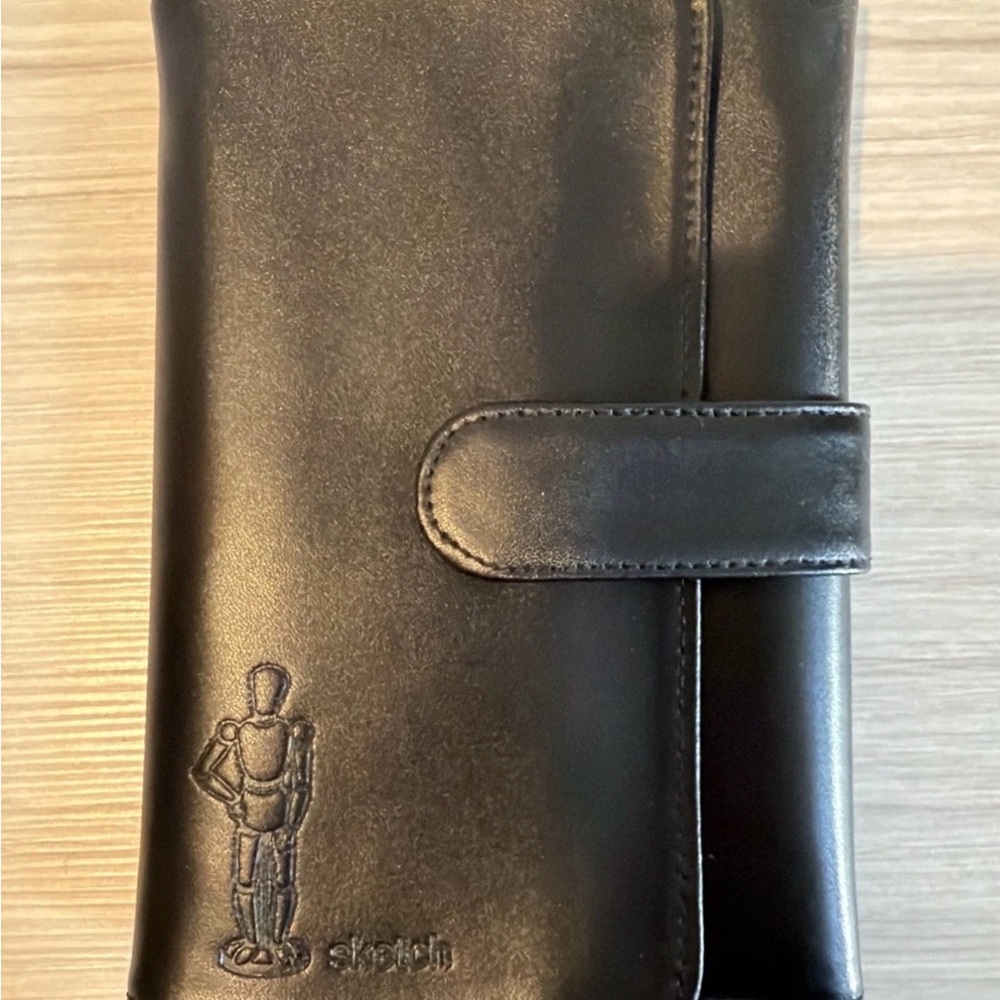 Sketch Black Leather Folding Pencil Sketch Book Case (Holds 14 Pencils)